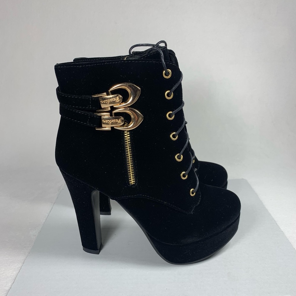 NEW ForeMode Women’s Round Toe Lace up Ankle Buckle Heel Platform Boot Size 8.5 - Picture 10 of 10